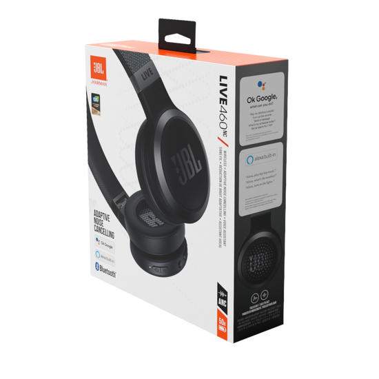 JBL Live 460NC ワイヤレスヘッドホン ブラック JBLLIVE4… JBL Live 460NC | Fones de ouvido on-ear sem fios com cancelamento